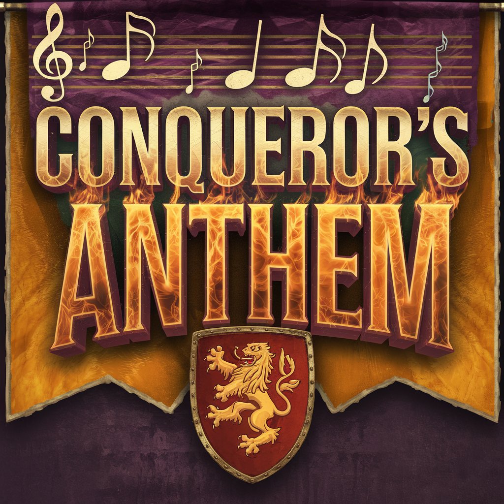 Album cover for Conqueror's Anthem, depicting a warrior's shield and sword crossed under a radiant cross, symbolizing victory through faith and the conquering spirit of the gospel.