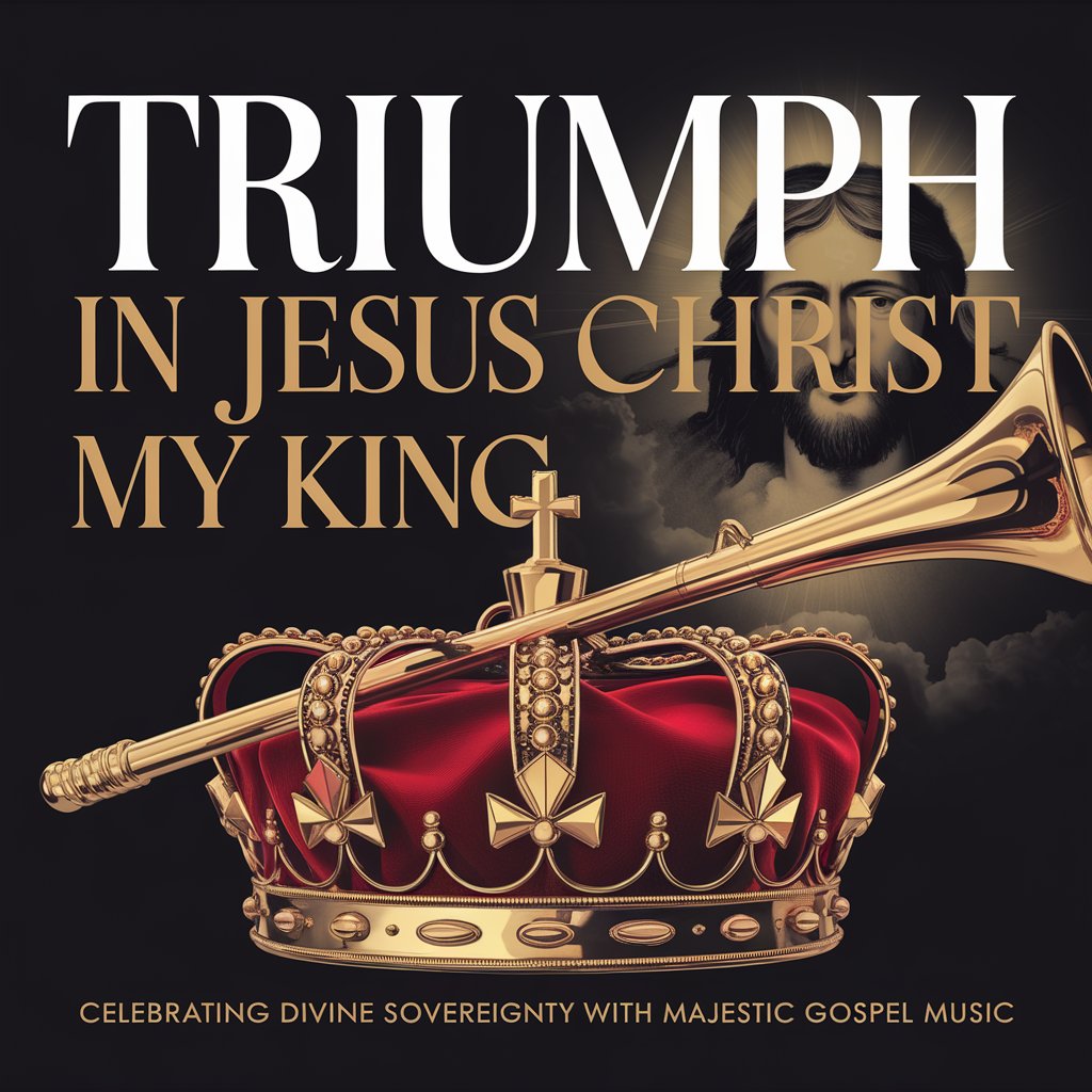 Album cover for Triumph in Jesus Christ my King, showcasing a regal crown bathed in celestial light, symbolizing the sovereignty and glory of Christ.